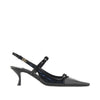 glossy leather buckled slingback pumps