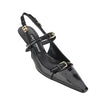 glossy leather buckled slingback pumps