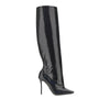squared-toe leather boots
