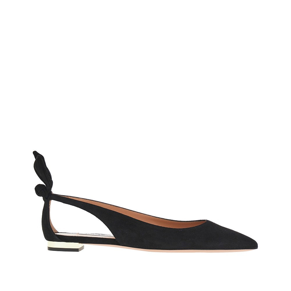 AQUAZZURA 36 bow tie suede leather ballet flats