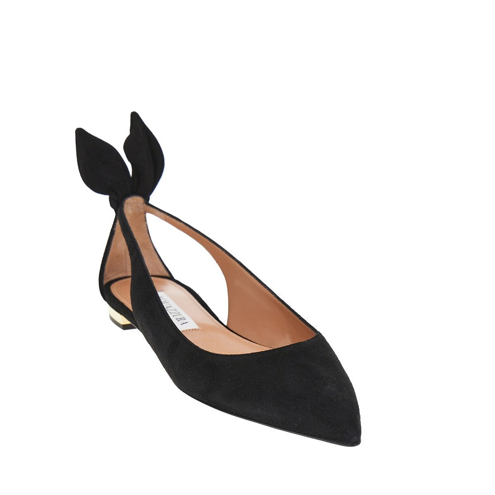 AQUAZZURA 36 bow tie suede leather ballet flats