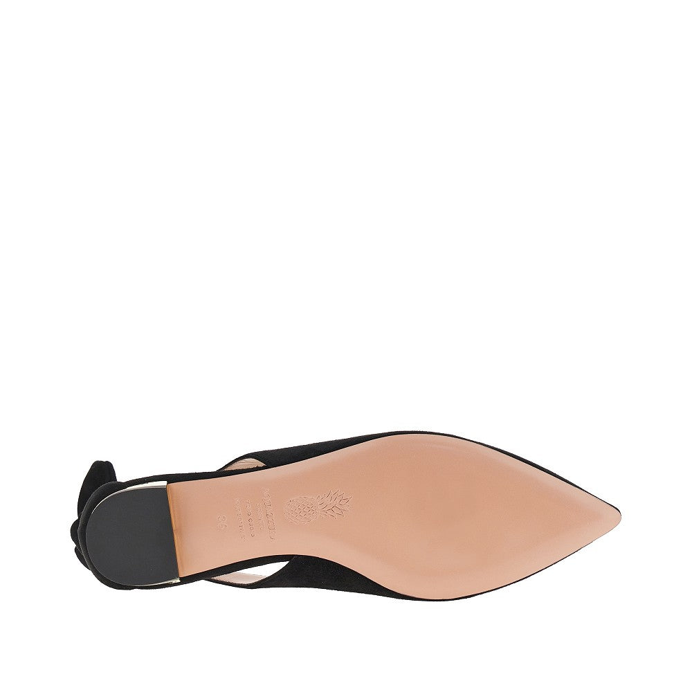 bow tie suede leather ballet flats