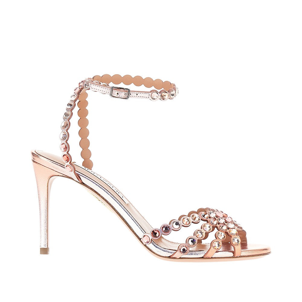 AQUAZZURA 36 dégradé laminated nappa tequila sandals