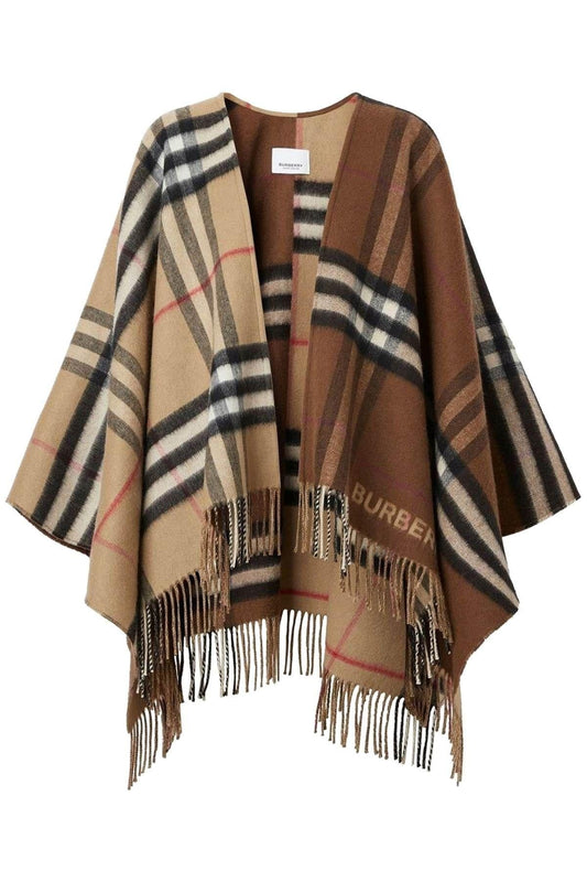 BURBERRY Contrast Check wool and cashmere Poncho