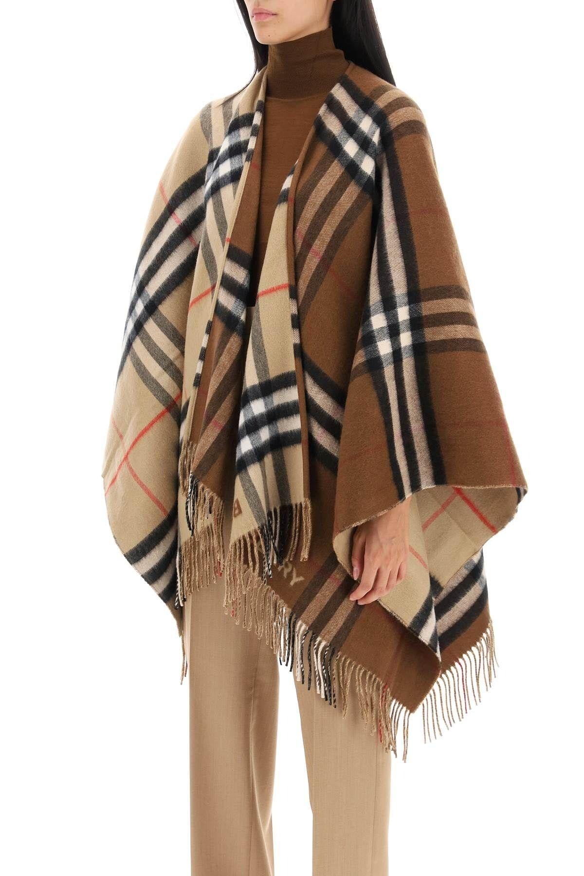 Contrast Check wool and cashmere Poncho