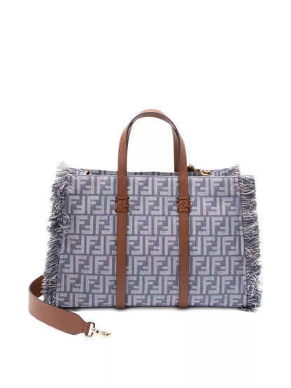 summer tote denim-effect ff jacquard bag