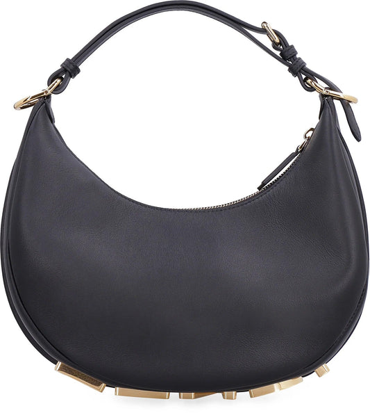 Fendigraphy Small Black Leather Shoulder Bag