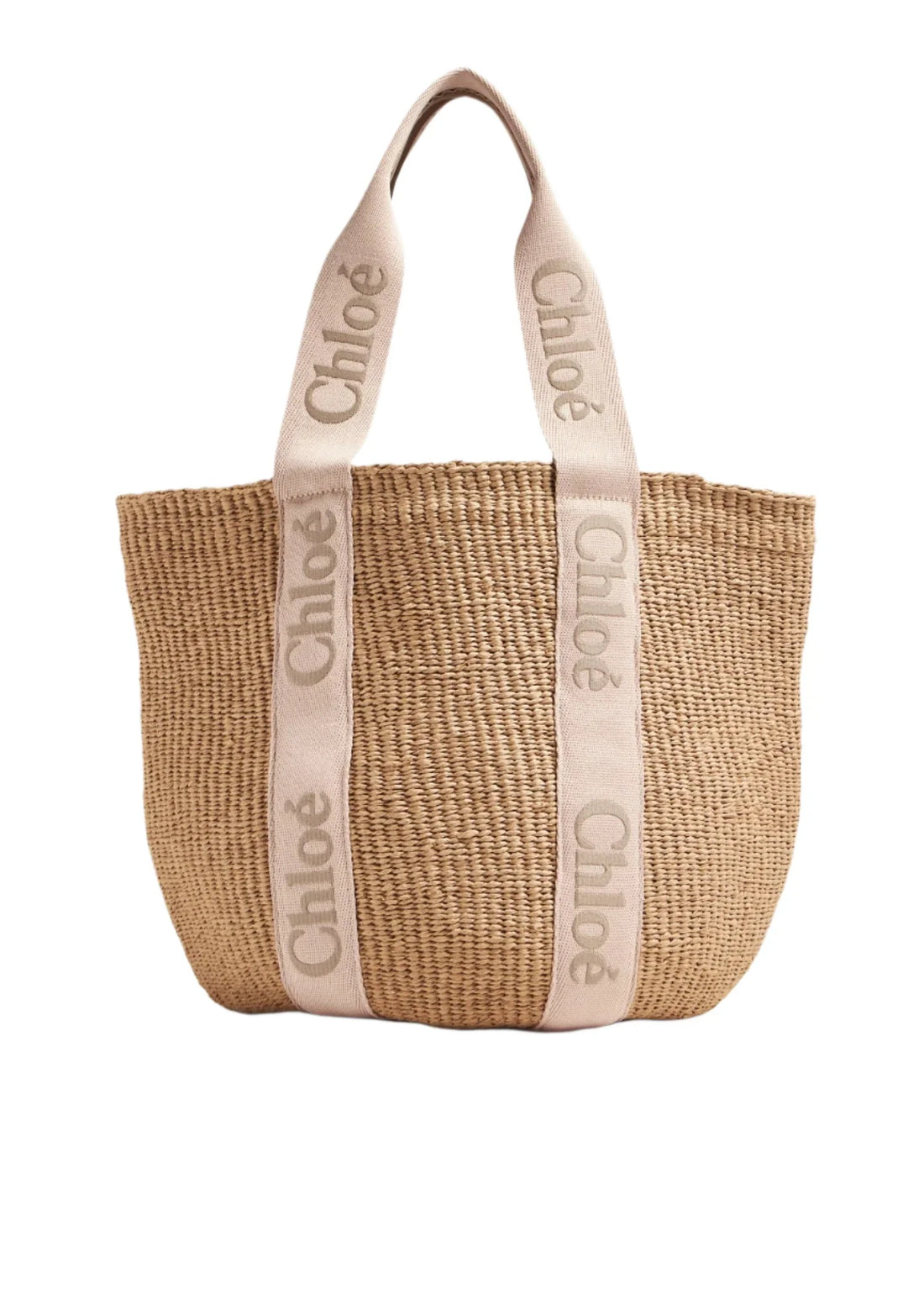 CHLOE Woody Large Raffia Basket Tote