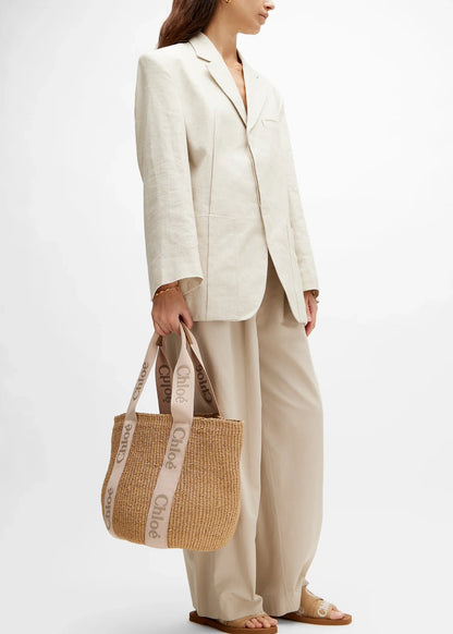 Woody Large Raffia Basket Tote