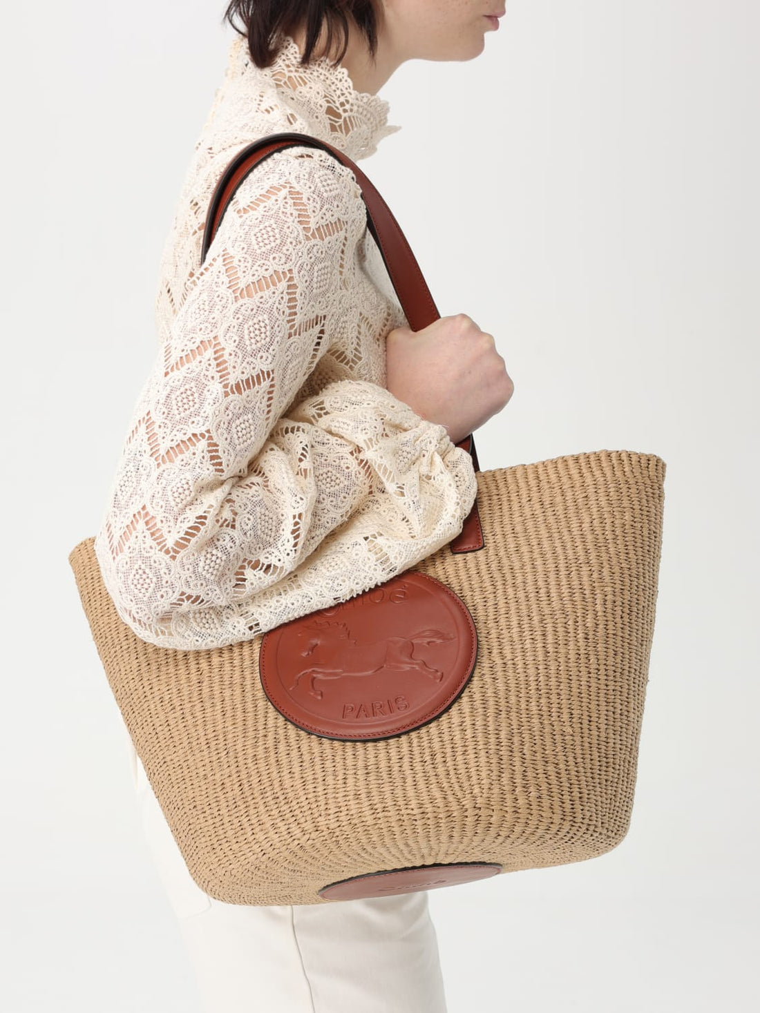 Large Horse Medal Raffia Basket
