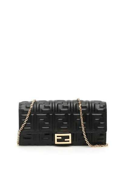 fendi-ff-embossed-baguette-black-wallet-on-chain-leather
