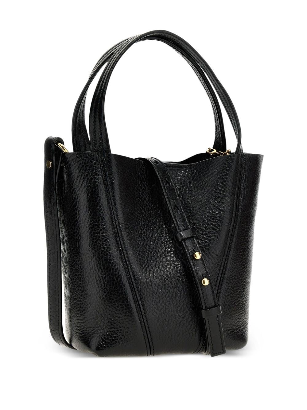 small chloé spin tote bag in grained leather