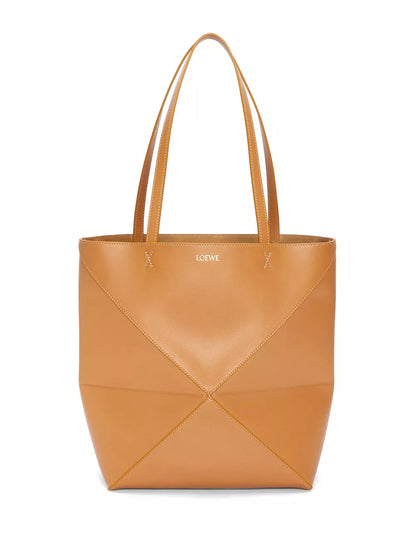 Loewe Medium Puzzle Fold Tote In Shiny Calfskin