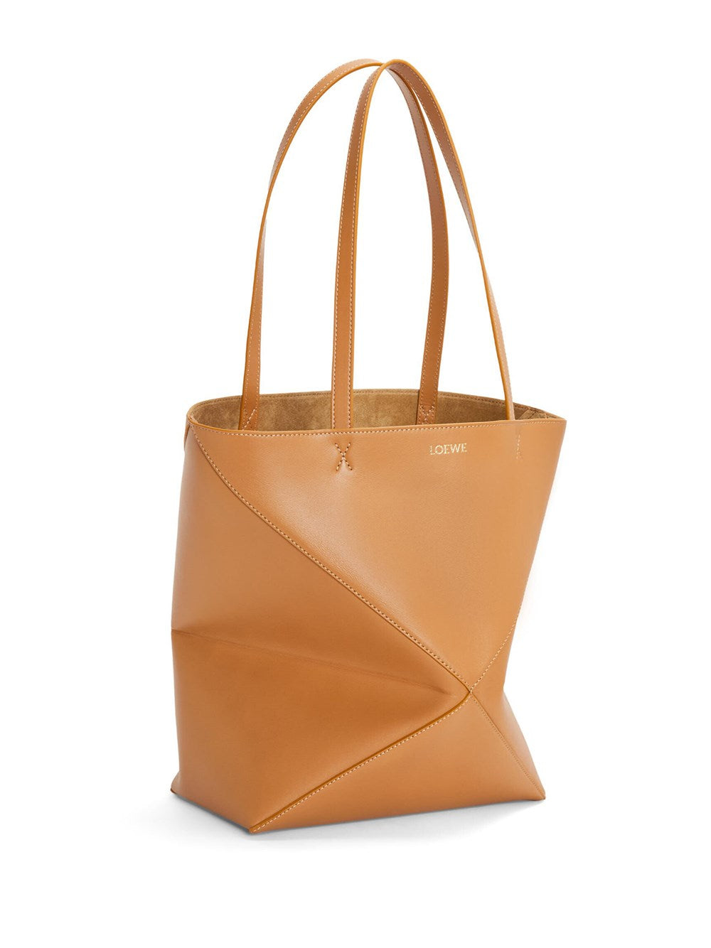 medium puzzle fold tote in shiny calfskin