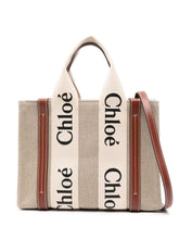 Chloé Small Woody Tote Bag In Linen