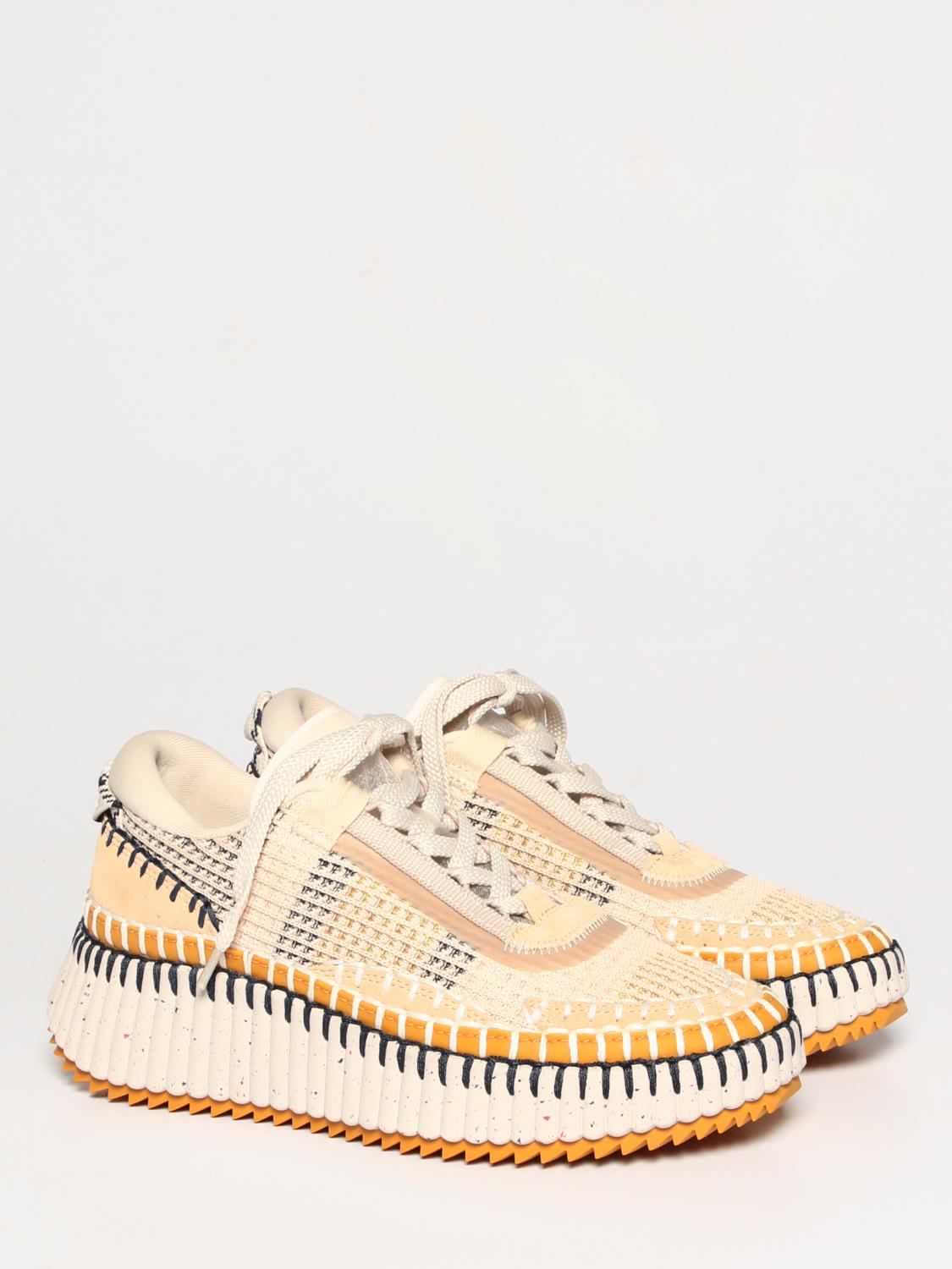 nama recycled fabric and suede sneakers chloé