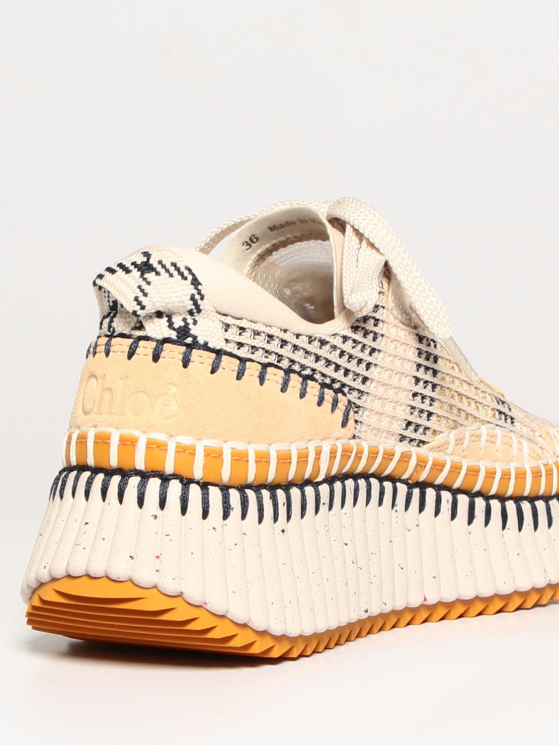 nama recycled fabric and suede sneakers chloé