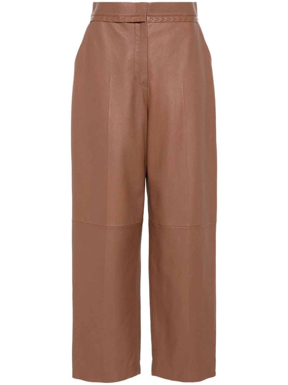 Fendi Tan-coloured Leather Trousers