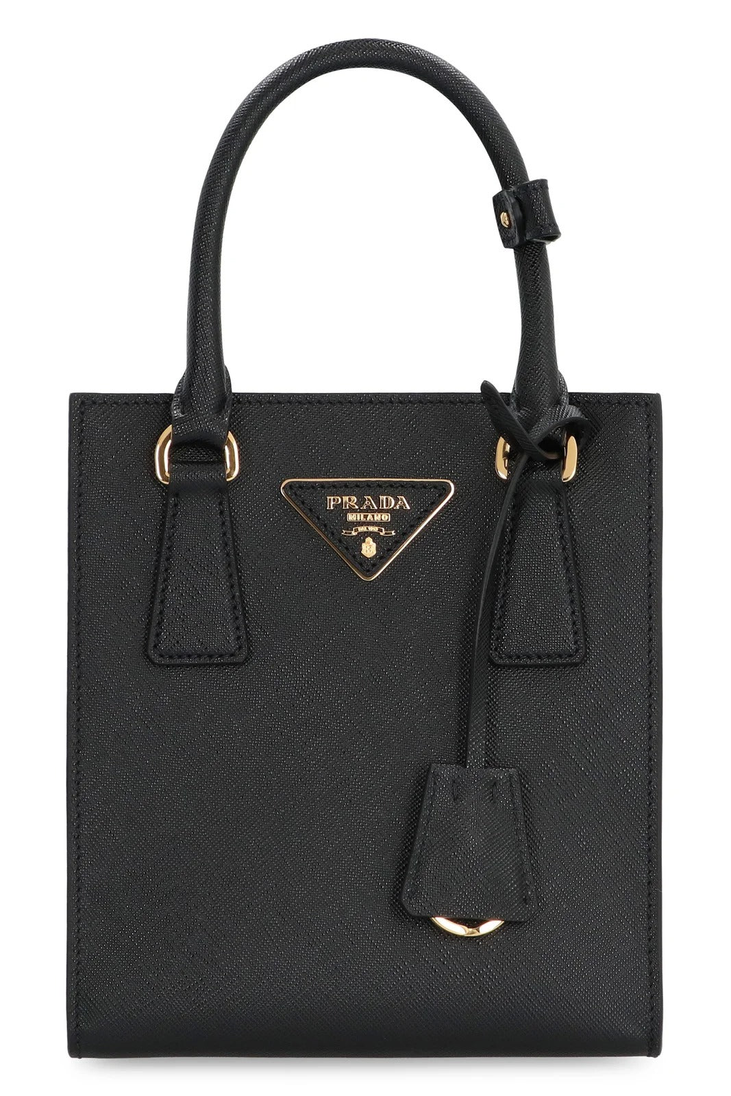 Mini Saffiano Black Leather Tote