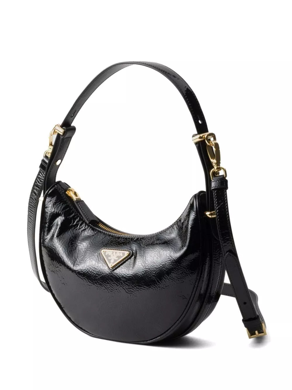 prada arqué naplak patent leather shoulder bag