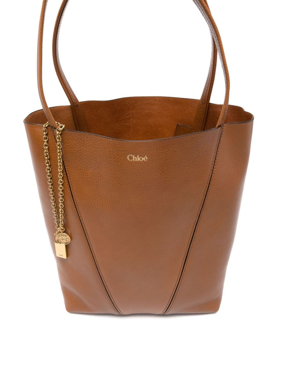 chloé spin tote bag in grained leather