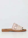 woody chloé sandal in canvas with embroidered logo
