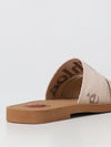 woody chloé sandal in canvas with embroidered logo