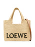 Loewe Small Loewe Font Tote Bag In Raffia