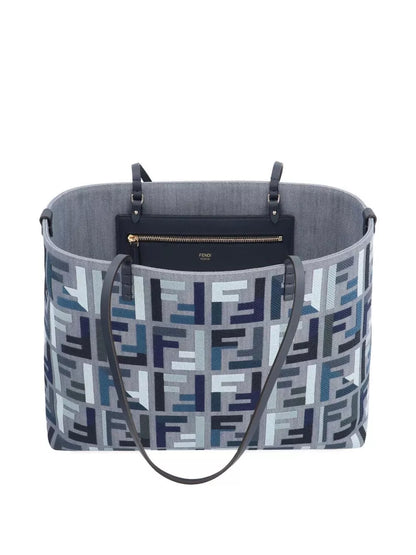 roll large canvas shopper with ff embroidery
