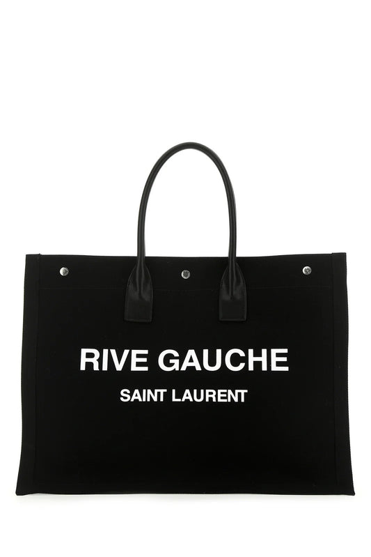 SAINT LAURENT Rive Gauche Black Canvas Tote