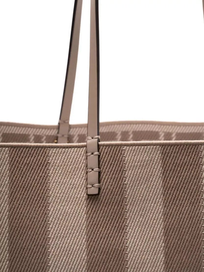 pequin striped and ff fabric roll large reversible shopper