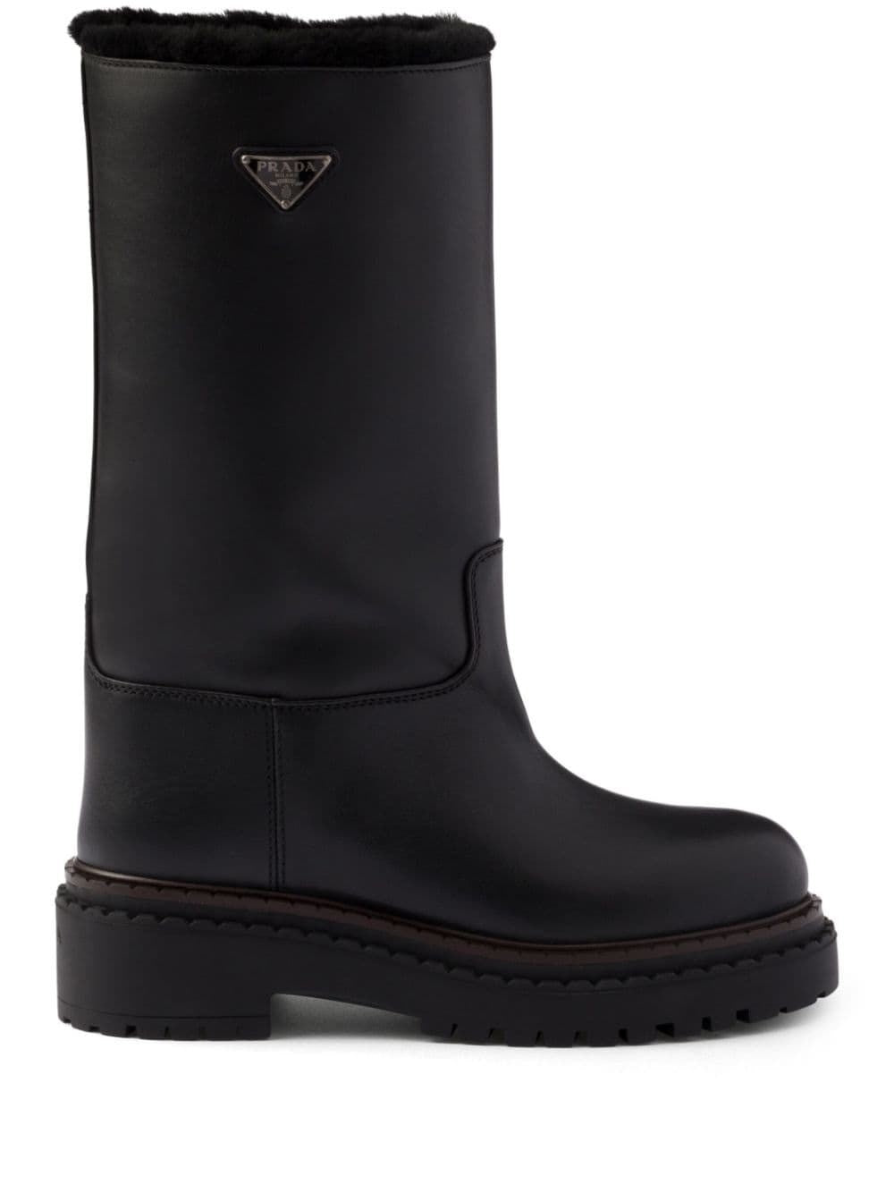 Prada Shearling Lining Leather High Boots