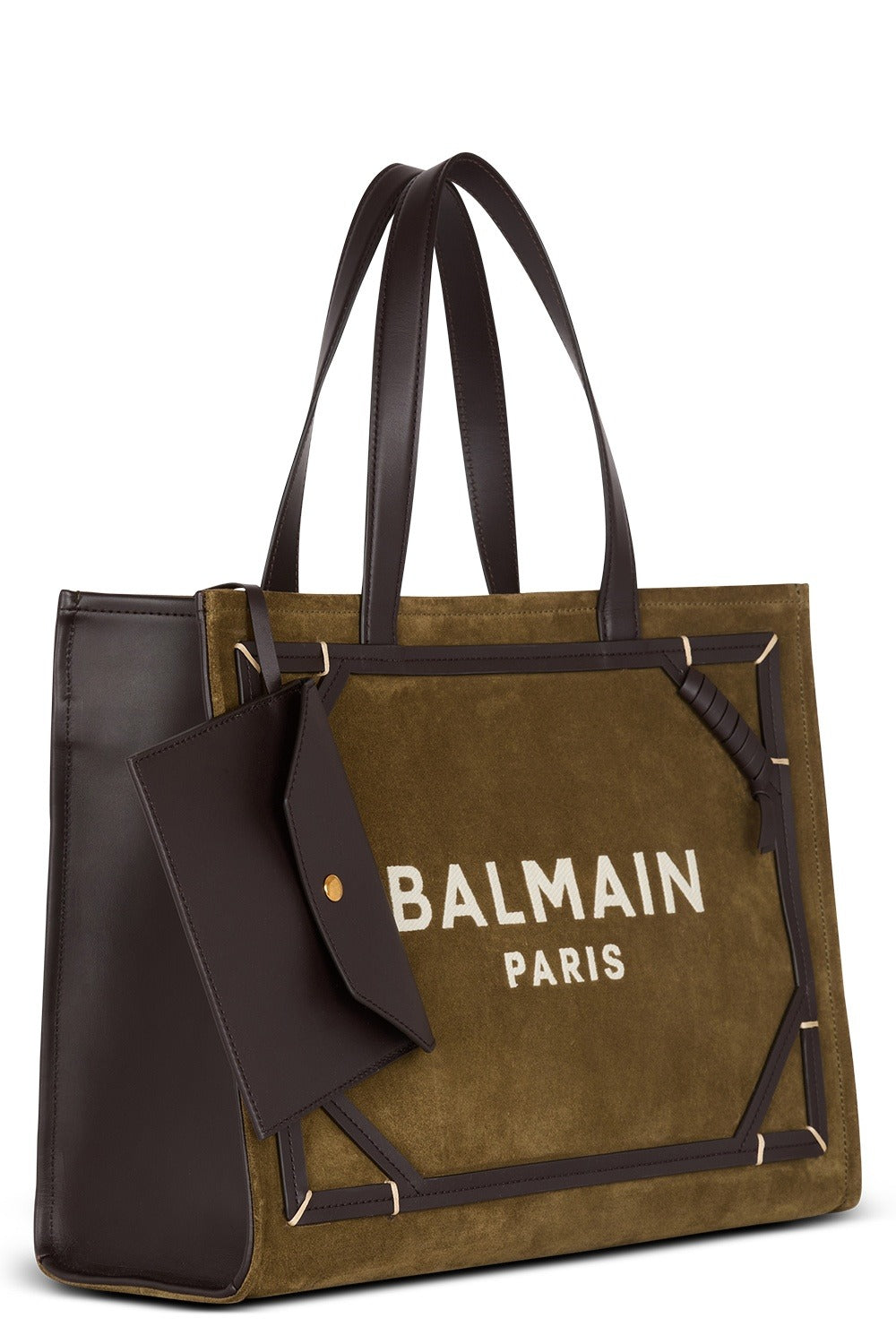 Balmain B-Army 42 Medium Suede Tote