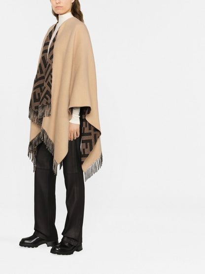 Reversible Wool and Cashmere Poncho