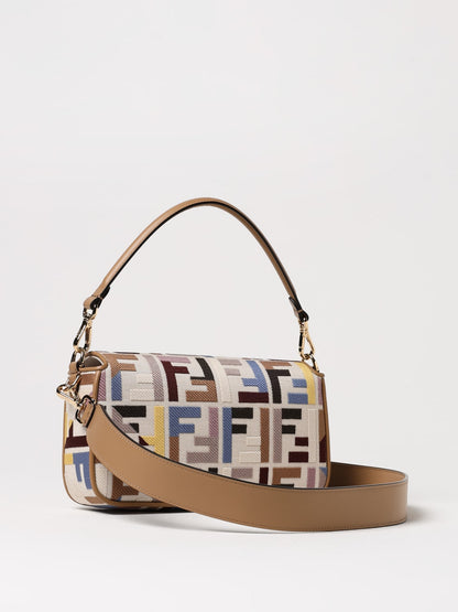 fendi baguette canvas handbag with ff jacquard monogram
