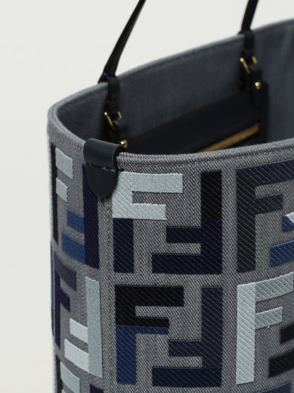 ff roll  denim medium tote bag