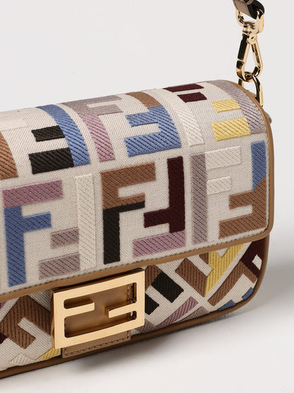 fendi baguette canvas handbag with ff jacquard monogram