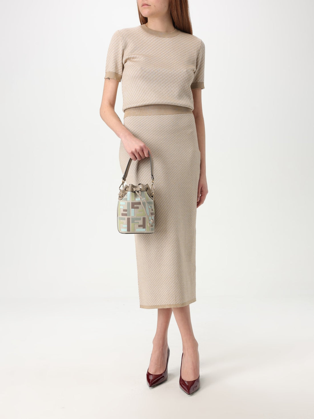 fendi mon tresor canvas and leather bag with jacquard ff monogram