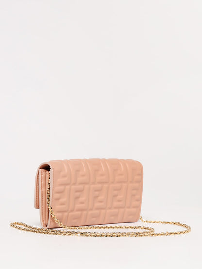 baguette ff leather chain wallet
