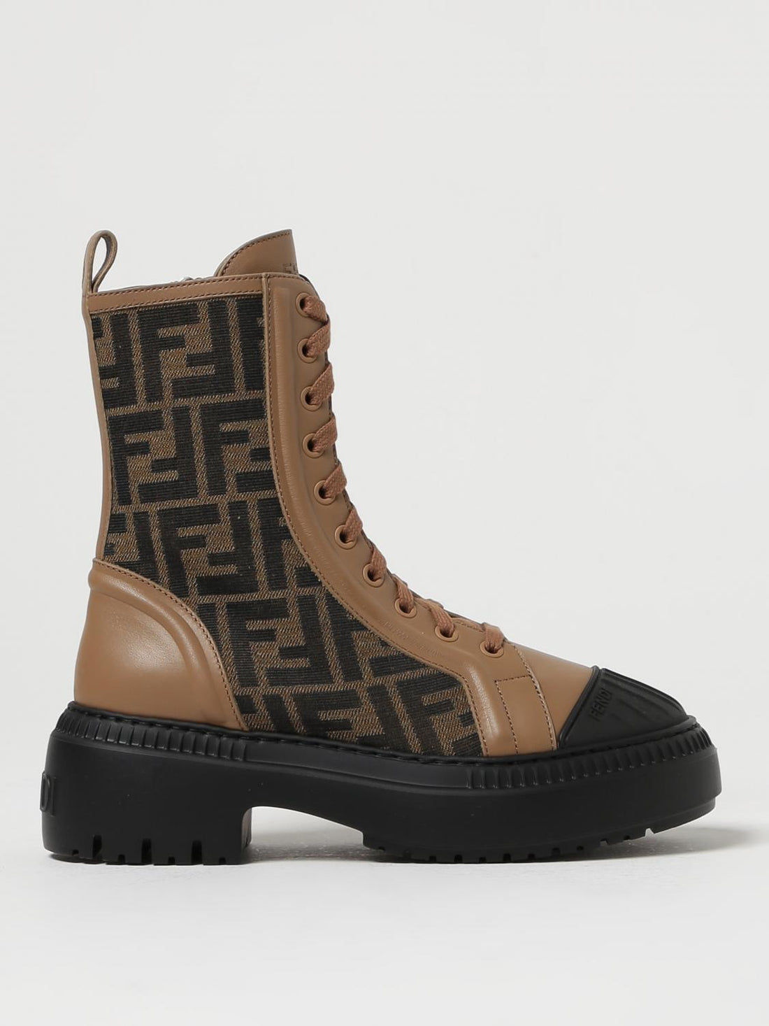 Fendi Fendi Domino Ankle Boots In Jacquard Fabric And Leather