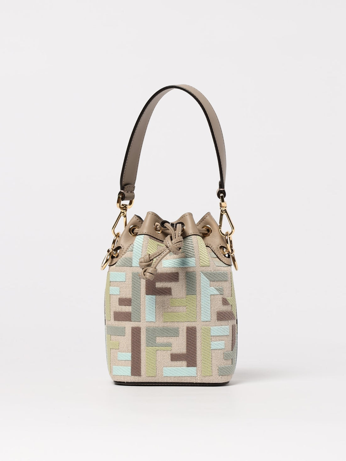 Fendi Fendi Mon Tresor Canvas And Leather Bag With Jacquard Ff Monogram