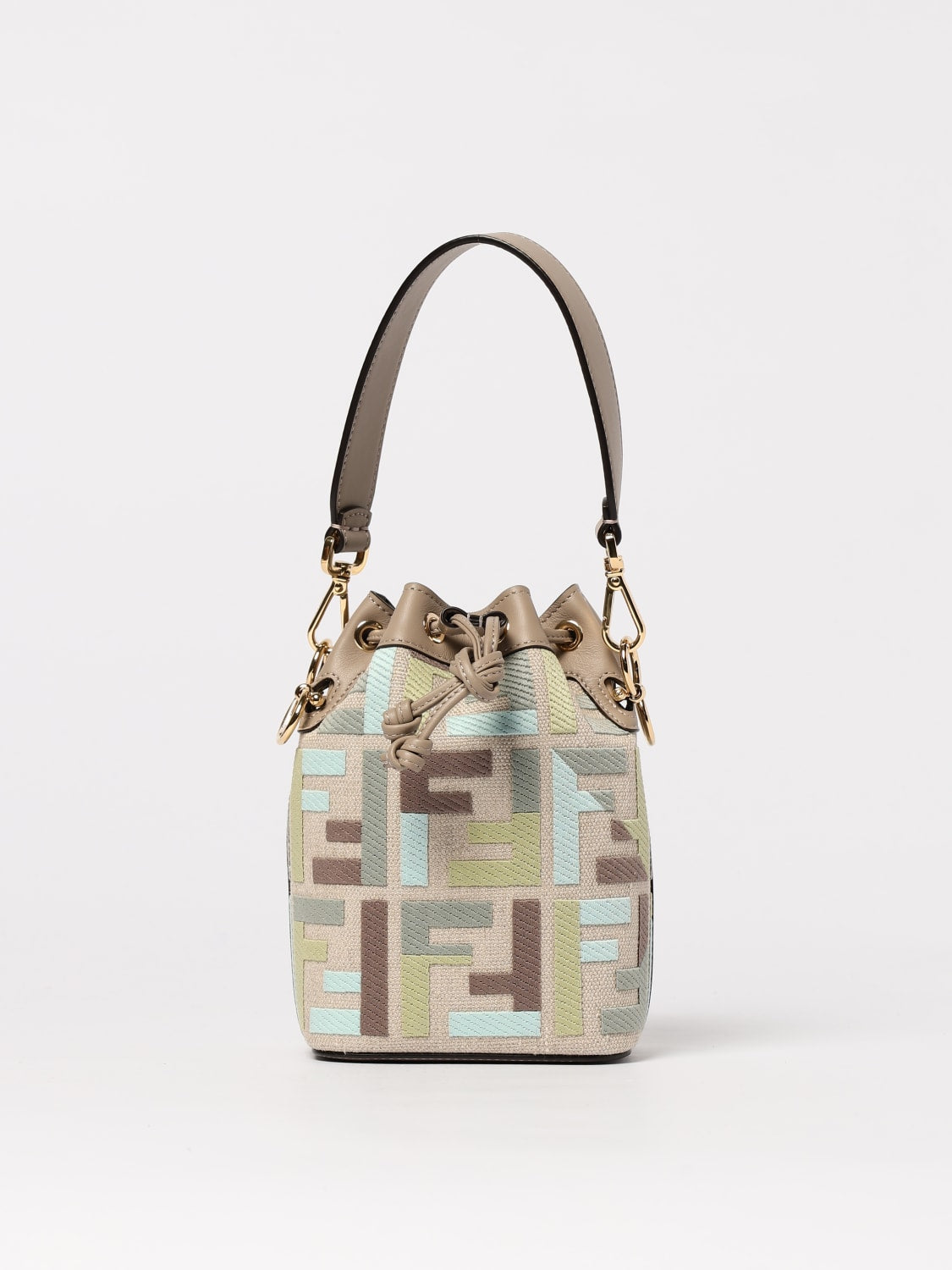Fendi Fendi Mon Tresor Canvas And Leather Bag With Jacquard Ff Monogram