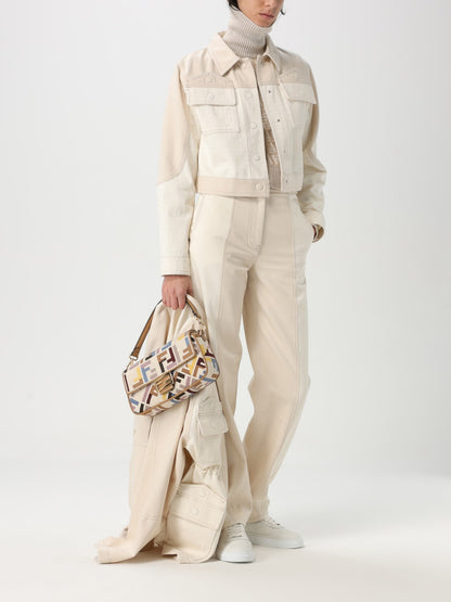 fendi baguette canvas handbag with ff jacquard monogram