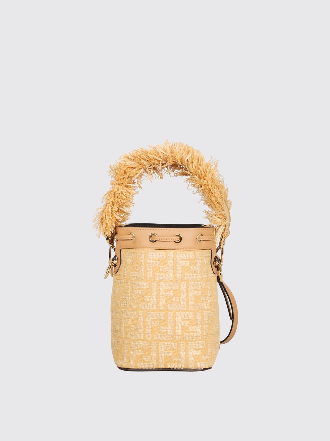mon tresor ff raffia bucket bag