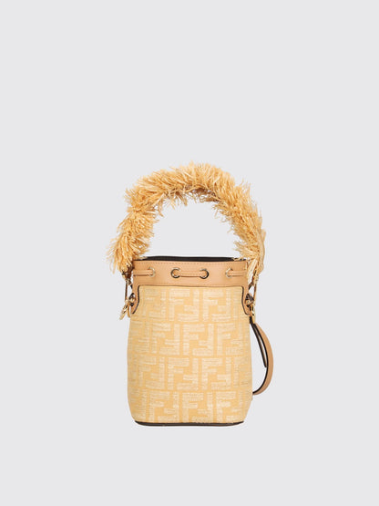 mon tresor ff raffia bucket bag