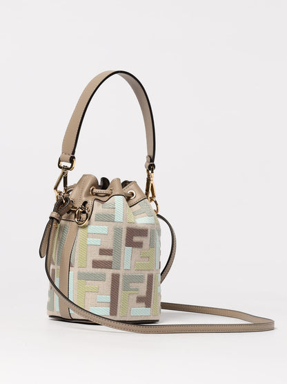fendi mon tresor canvas and leather bag with jacquard ff monogram