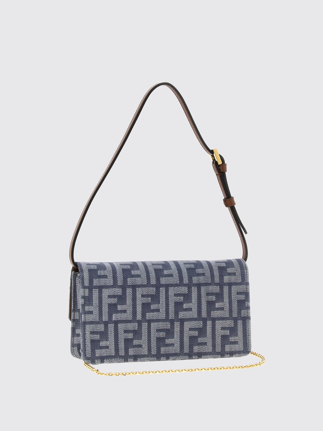 baguette ff denim shoulder bag