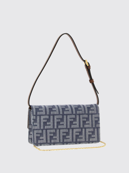 baguette ff denim shoulder bag