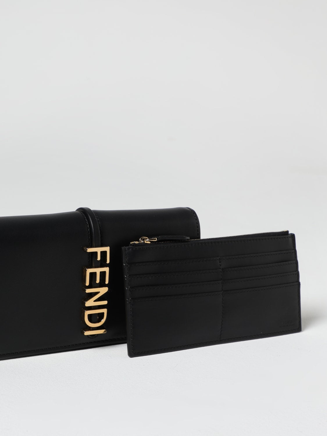 fendigraphy leather chain wallet