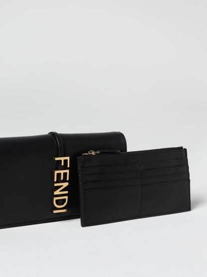 fendigraphy leather chain wallet